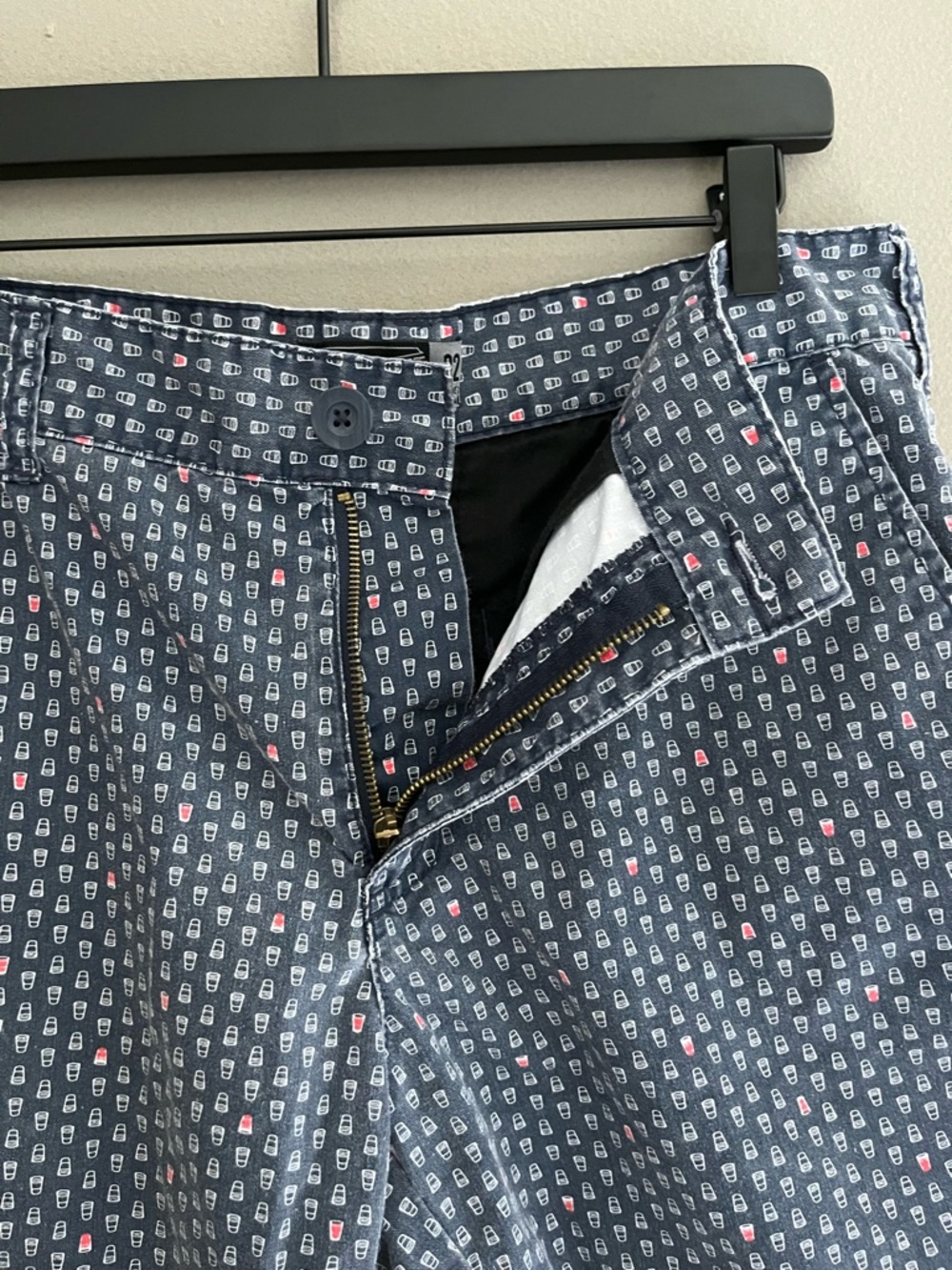 Retrofit Men's Navy Shot Glass Alcohol-Print Micro-Pattern Flat Front Shorts 32 - Picture 4 of 9